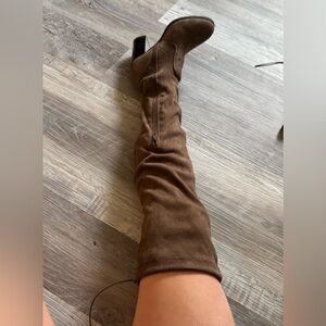 Brown Suede Over-the-Knee Boots